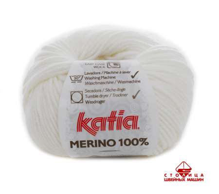 Пряжа  Katia MERINO 100% color 1 белый