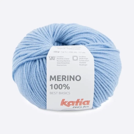 Пряжа Katia MERINO 100% color 8 голубой