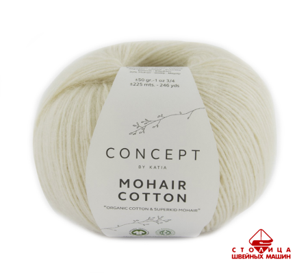 Пряжа Katia MOHAIR-COTTON color 070 молочный